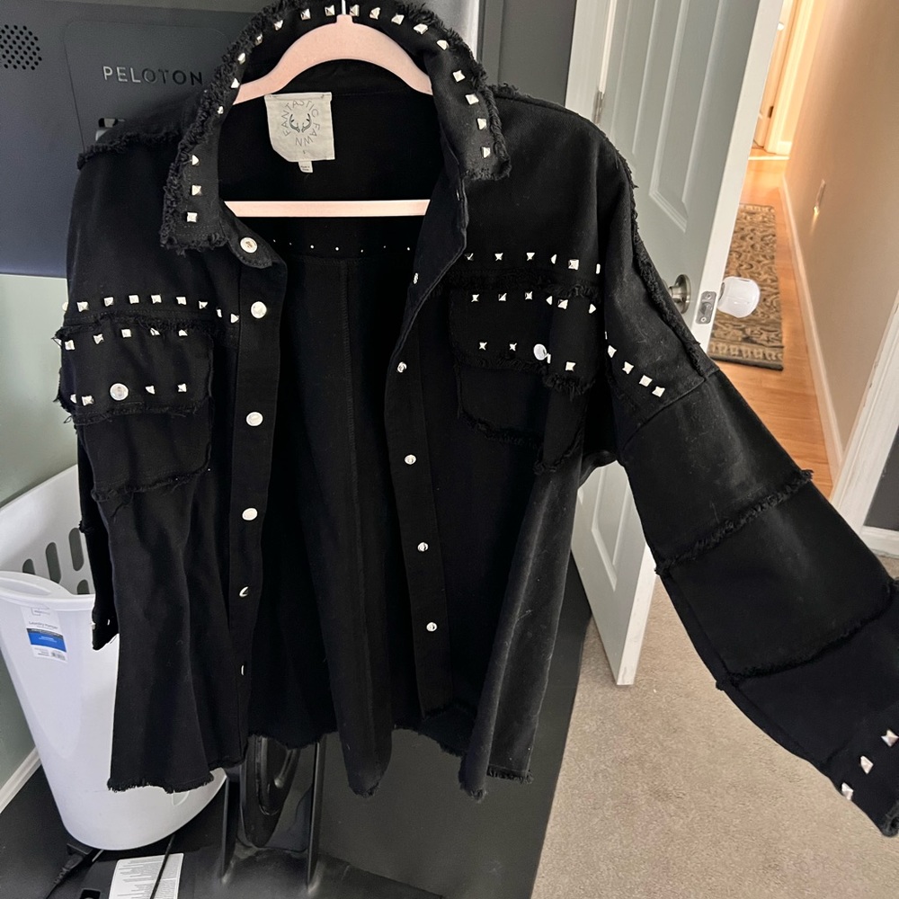 Black studded jean jacket